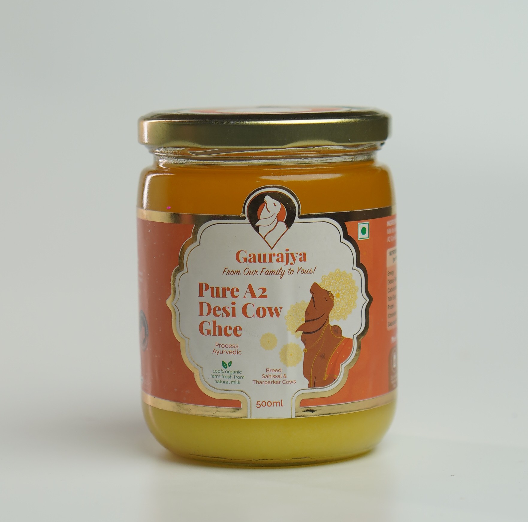 A2 Sahiwal & Tharparkar Cow Desi Ghee | Gaurajya Ghee 500 ml - Image 2