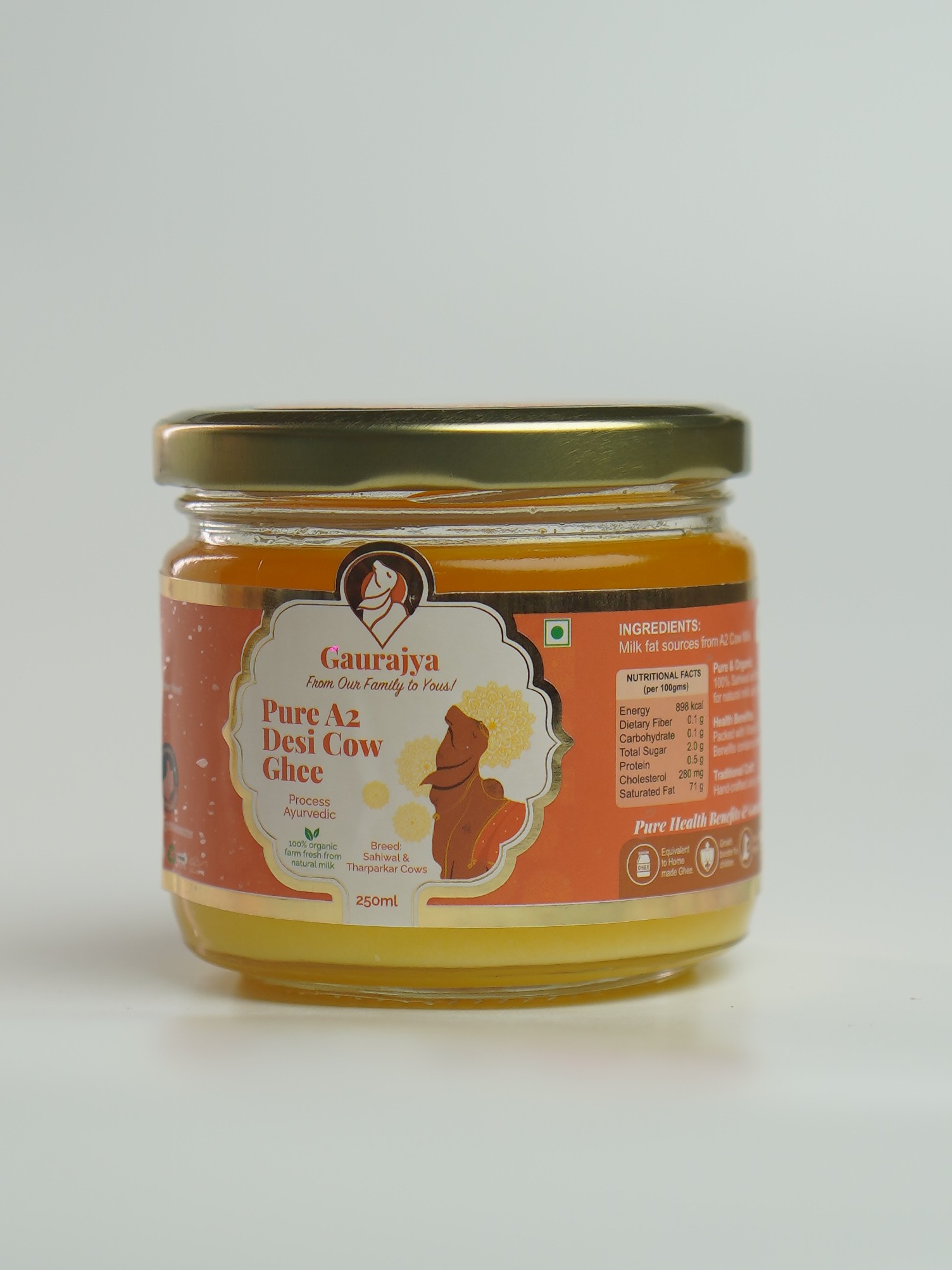 A2 Sahiwal & Tharparkar Cow Desi Ghee | Gaurajya Ghee 250 ml - Image 2